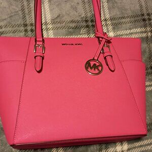 Michael Kors Charlotte Large Saffiano Leather Top-Zip Tote Bag